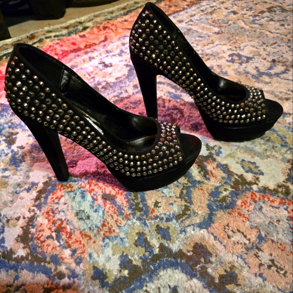 Silver Studded Pump Heels